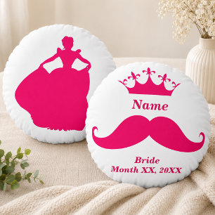 Bride Pink Mustache Round Throw Pillow