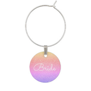 Bride - Pink Purple Glitter Sparkle Wine Charm