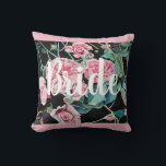 Bride Pink Retro Rose Roses Wedding Decor Cushion<br><div class="desc">Bride Pink Retro Rose Roses Wedding Decor Cushion. Designed from my original art.</div>