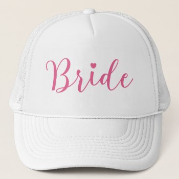 Bride Pink Script Simple & Elegant Trucker Hat by tattooWears at Zazzle