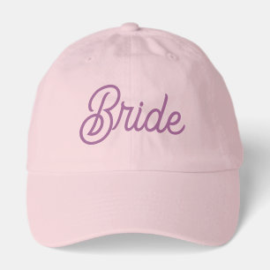 Bride Pink Script Typography Elegant Baseball Hat