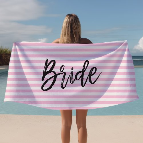 Bride Pink Striped Beach Towel