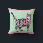 Bride Pink Tabby cat floral Wedding Decor Cushion<br><div class="desc">Bride Pink Tabby cat floral Wedding Decor Cushion. Designed from my original art.</div>