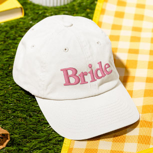Bride Pink Wedding Serif Lettering Embroidered Baseball Cap
