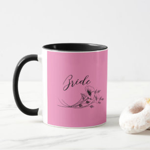 Bride Pink Wild Flower Doodles Mug