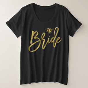 Bride Plus-Size V-Neck Faux Gold Brilliant Black Plus Size T-Shirt