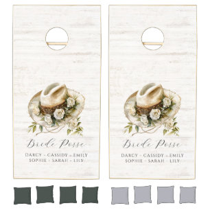 Bride Posse Floral Cowgirl Hat Custom Name  Cornhole Set