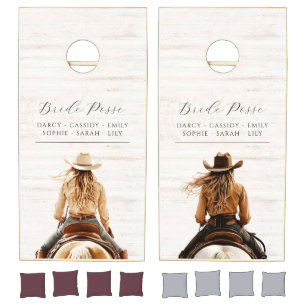Bride Posse Riding Horse Bridesmaid Names Cornhole Set