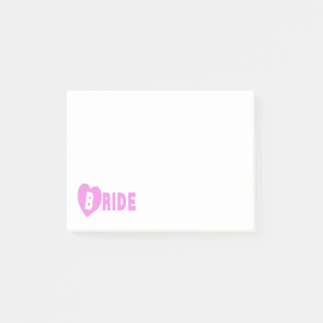 Bride Post-It Notes Pink Heart (Front)