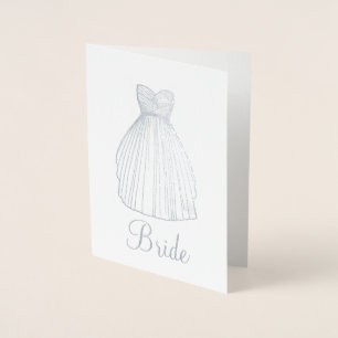 Bride Pretty Metallic Wedding Dress Gown Bridal Foil Card