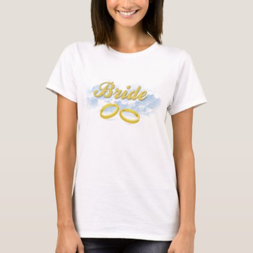 Bride Puffy Clouds Blue Sky Design T_Shirt