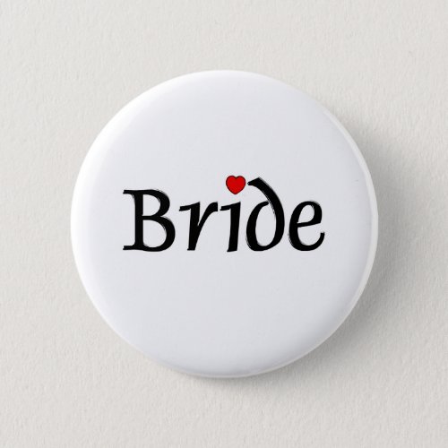 Bride Red Hearts Button