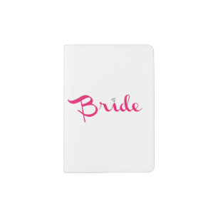 Bride Retro Script Hot Pink Passport Holder