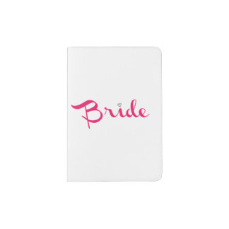 Bride Retro Script Hot Pink Passport Holder