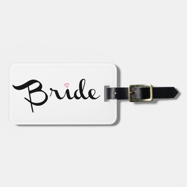Bride Retro Script Luggage Tag (Front Horizontal)