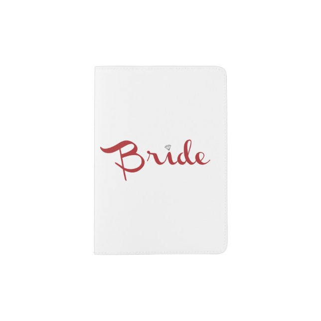 Bride Retro Script Red Passport Holder (Front)