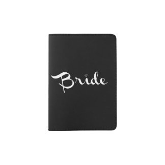 Bride Retro Script White Passport Holder