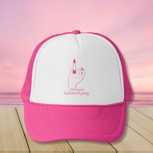 Bride Ring Finger Trendy Pink Bachelorette Party Trucker Hat