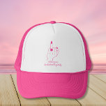 Bride Ring Finger Trendy Pink Bachelorette Party Trucker Hat<br><div class="desc">Trendy and fun pink bachelorette party / hen party trucker hat features bride's ring finger and wedding ring. Click personalize to add bride´s name.</div>