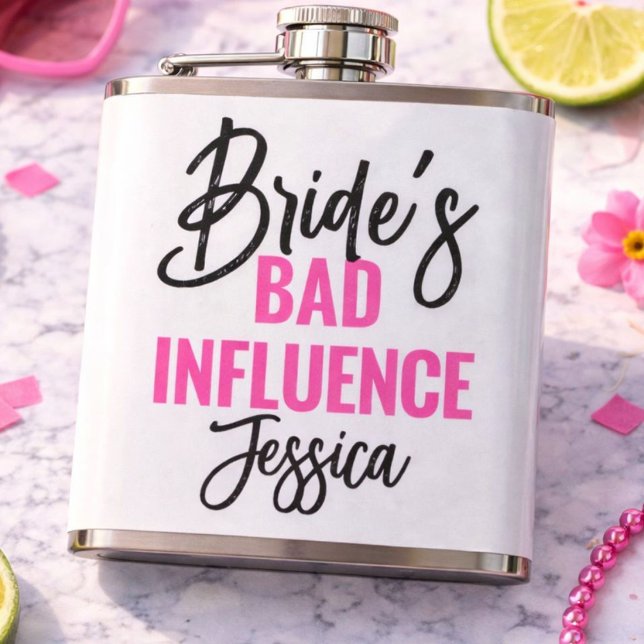 Bride’s Bad Influence Custom Bachelorette Party Flask (Creator Uploaded)