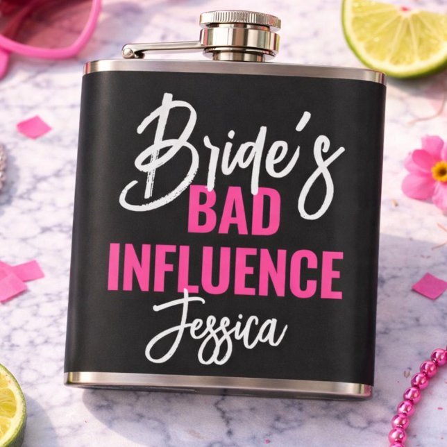Bride’s Bad Influence Custom Bachelorette Party Flask (Creator Uploaded)