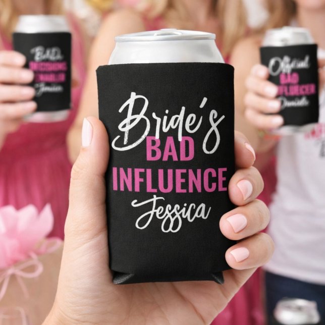 Bride’s Bad Influence Custom Bachelorette Party Seltzer Can Cooler (Creator Uploaded)
