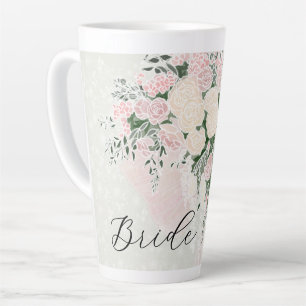 Bride’s Blush bow and Rose Wisteria Bouquet Tall Latte Mug