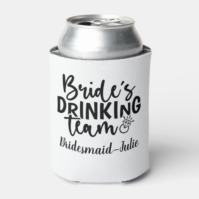 Bride’s Drinking Team Party Crew Statement Graphic Can Cooler (Can Front)