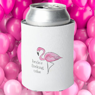 Bride’s Flocking Tribe Pink Flamingo Bachelorette  Can Cooler