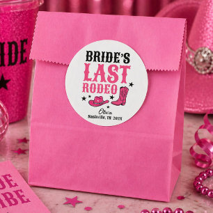 Bride’s Last Rodeo Western Bachelorette Favor Classic Round Sticker