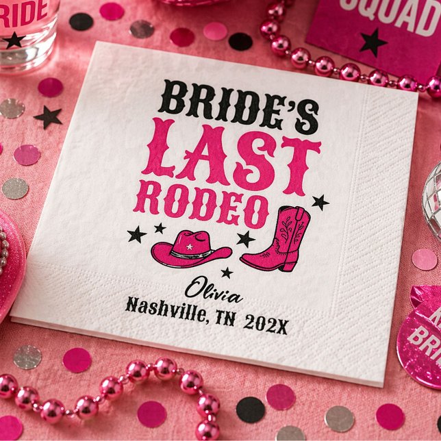 Bride’s Last Rodeo Western Bachelorette Party Napkins (Creator Uploaded)
