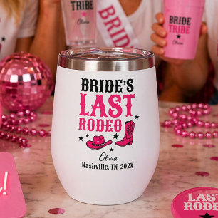 Bride’s Last Rodeo Western Bachelorette Party Thermal Wine Tumbler