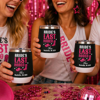 Bride’s Last Rodeo Western Bachelorette Party Thermal Wine Tumbler