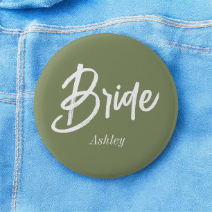Bride Sage Green Wedding Script  Button