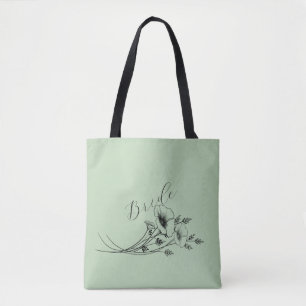 Bride Sage Wildflower Doodle Tote Bag