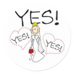 Bride Says Yes Classic Round Sticker