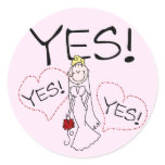 Bride Says Yes Tshirts and Gifts Classic Round Sticker