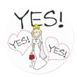 Bride Says Yes Tshirts and Gifts Classic Round Sticker