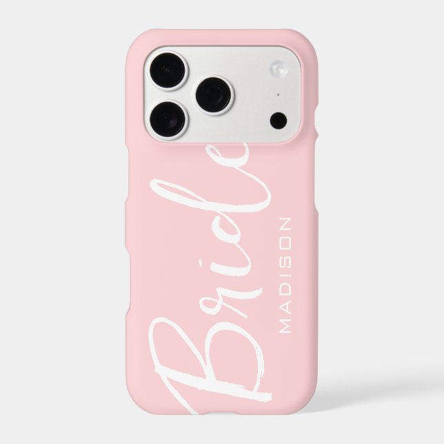 Bride Script Blush Pink Wedding Personalized Iphone Case (Back)