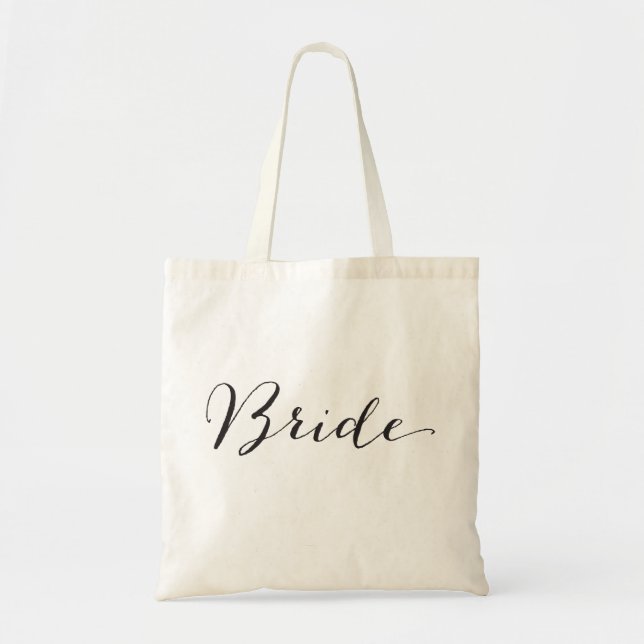 Bride Script Chic Bridal Party Wedding Tote Bag (Front)