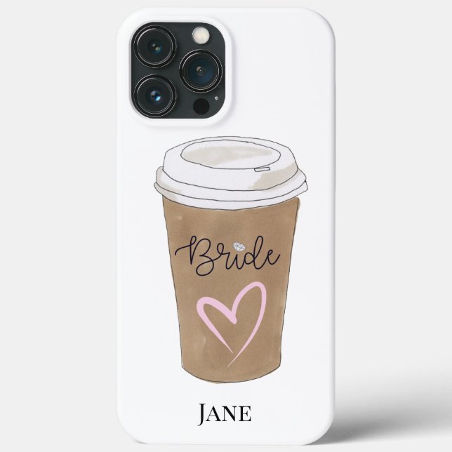 Bride Script Coffee Heart Modern Case-Mate iPhone Case (Back)