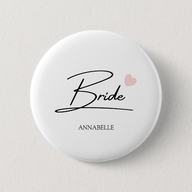 Bride Script Custom Name  Button (Front)
