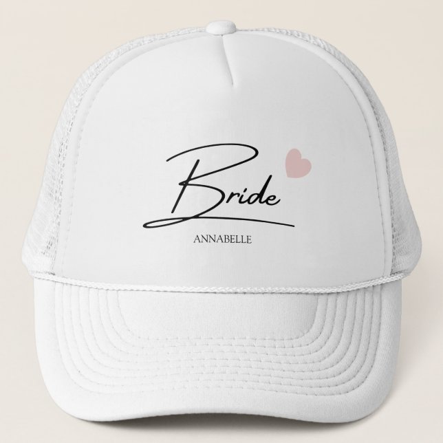 Bride Script Custom Name  Trucker Hat (Front)
