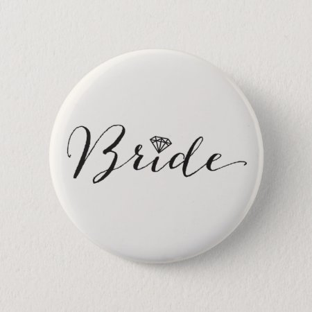 Bride Script Diamond Chic Wedding Bridal Party Pinback Button