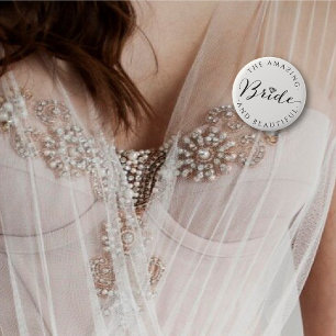 Bride Script Diamond Chic Wedding Bridal Party Pinback Button