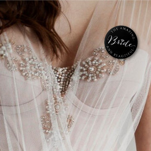 Bride Script Diamond Chic Wedding Bridal Party Pinback Button