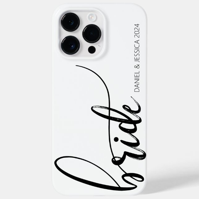 Bride Script Minimalist Black White iPhone Case  (Back)