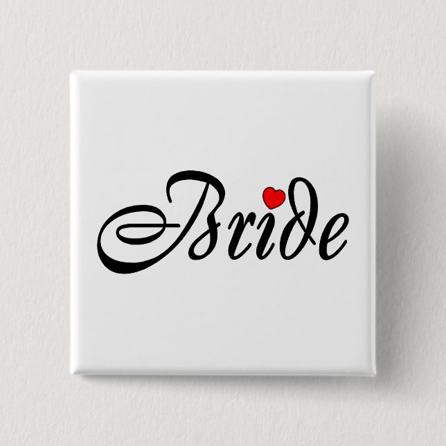 Bride (Script Red Hrt) Button (Front)