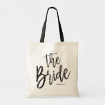 Bride | Script Style Custom Wedding Tote Bag<br><div class="desc">Make the Bride feel extra appreciated with this special custom name canvas style tote bag.

It features the word "Bride" in an elegant script style text. Underneath this is a spot for her name or initials.</div>