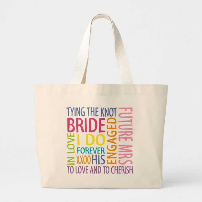 Bride Sentiments Wedding Large Tote Bag (Front)
